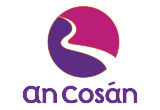 A logo in purple and fuchsia colours
